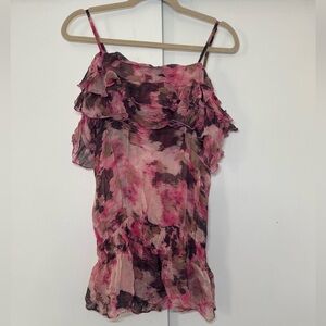 Vintage‎ Forever 21 Pink and Black Ruffled Blouse